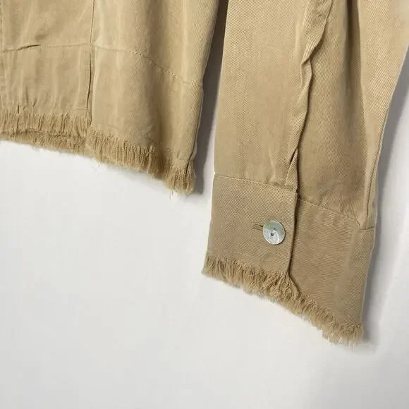 New Tasha Polizzi Full Zip Top L Women’s Western Tencel Boho Fringe Hem Cowgirl - Picture 3 of 7